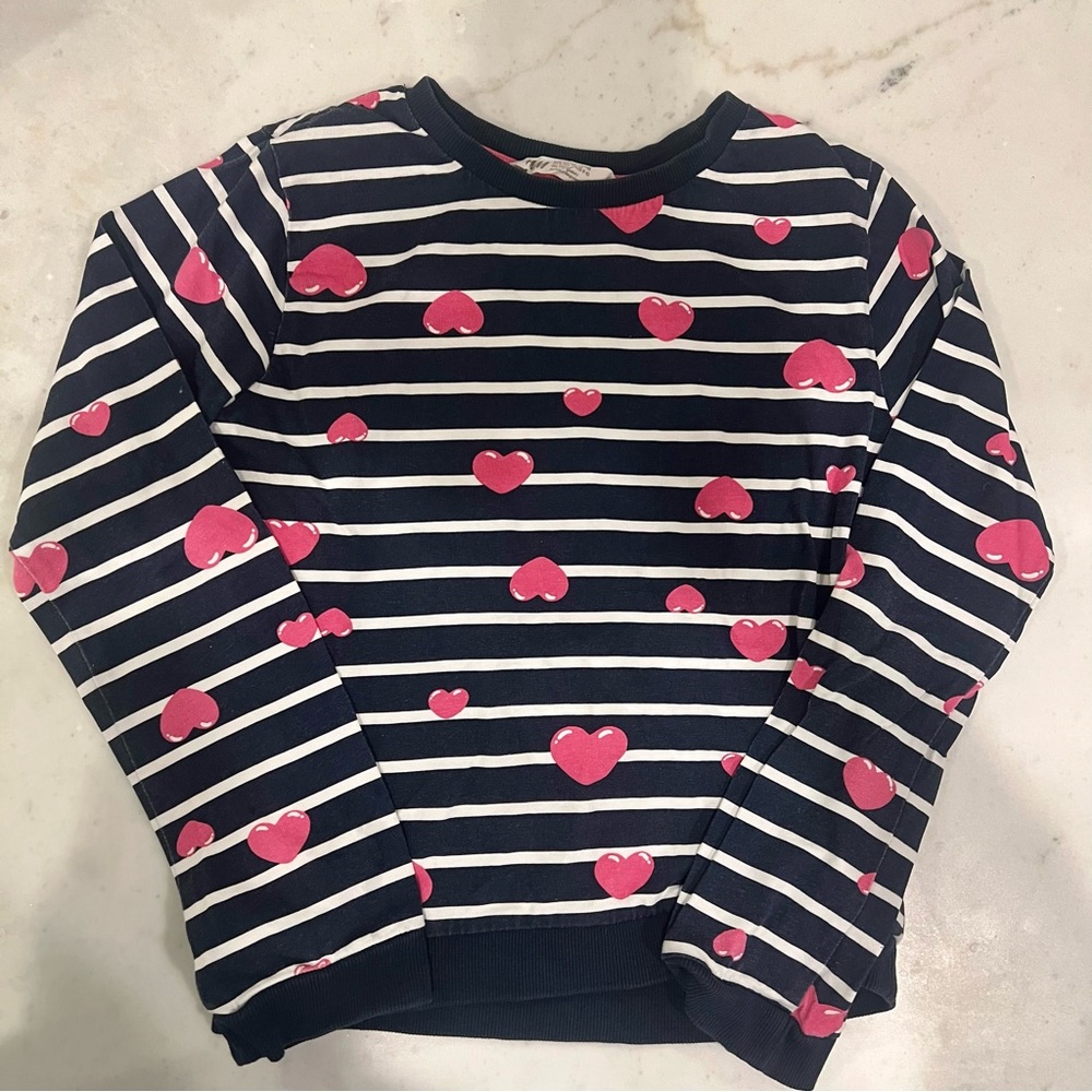 H&M Stripe & Heart long sleeve shirt